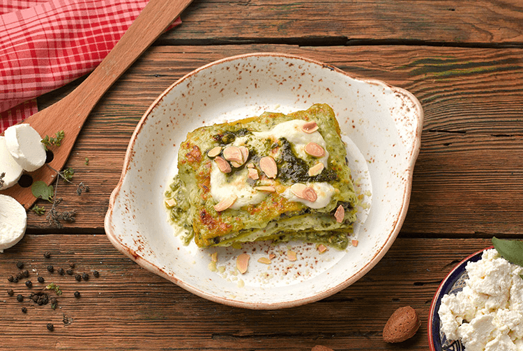 LASAGNE DI SPINACI CON FORMAGGIO DI CAPRA